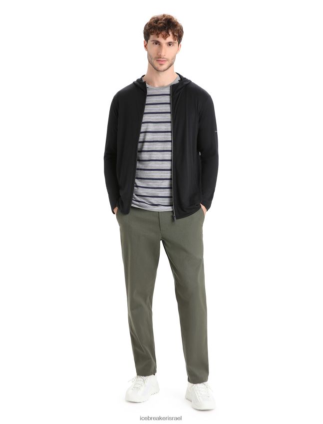 הַלבָּשָׁה Icebreaker קפוצ'ון עם רוכסן שרוולים ארוכים שָׁחוֹר גברים 42N8VN207
