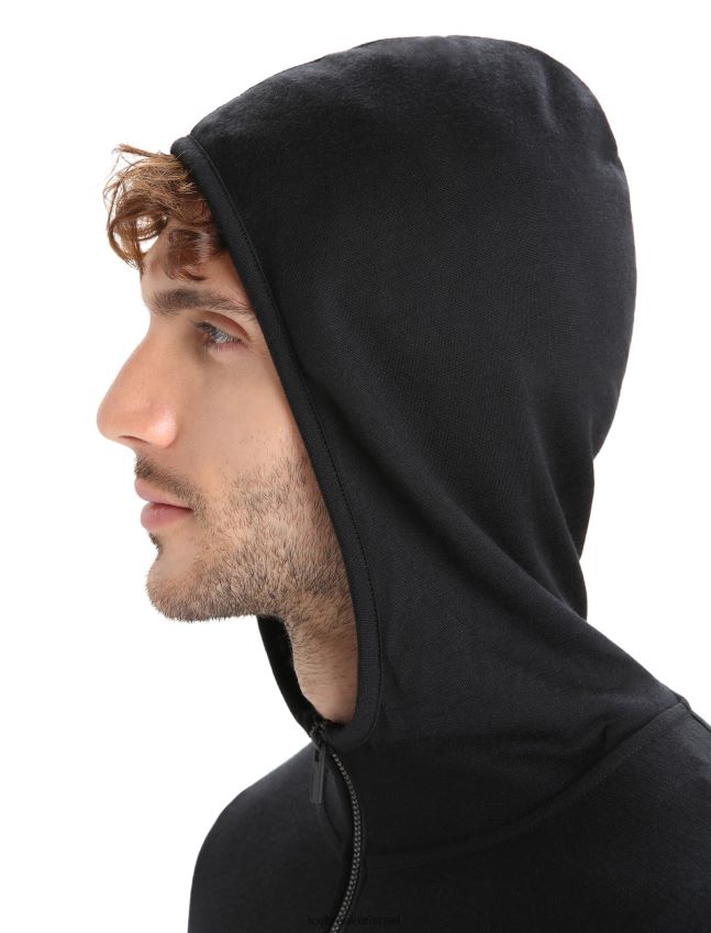 הַלבָּשָׁה Icebreaker קפוצ'ון עם רוכסן שרוולים ארוכים שָׁחוֹר גברים 42N8VN207