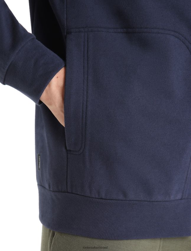 הַלבָּשָׁה Icebreaker רוכסן מרינו מרכזי קלאסי עם שרוול ארוך צי חצות גברים 42N8VN211