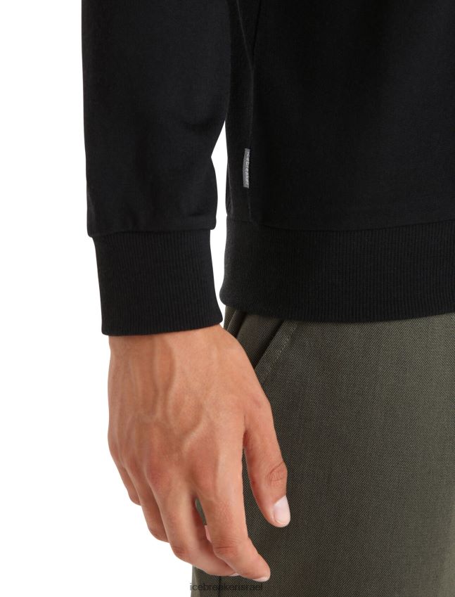 הַלבָּשָׁה Icebreaker סווטשירט מרינו שיפטר עם שרוולים ארוכים שָׁחוֹר גברים 42N8VN216