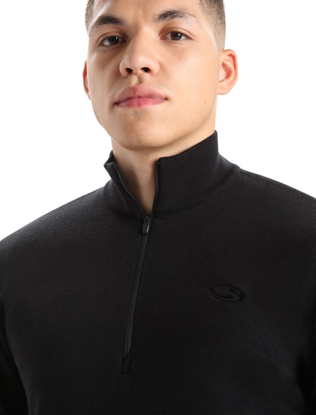 הַלבָּשָׁה Icebreaker מרינו מקורי עם שרוול ארוך חצי רוכסן שָׁחוֹר גברים 42N8VN224