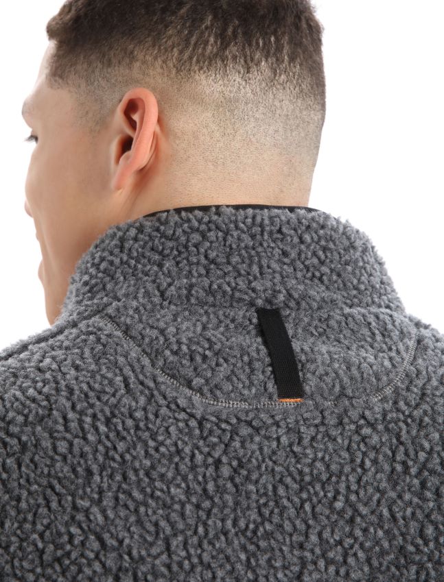 הַלבָּשָׁה Icebreaker ז'קט מרינו ריאלי פליס עם שרוולים ארוכים עם חצי רוכסן אברש גריט/שחור גברים 42N8VN232