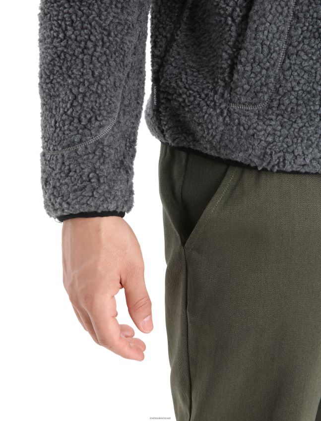 הַלבָּשָׁה Icebreaker ז'קט מרינו ריאלי פליס עם שרוולים ארוכים עם חצי רוכסן אברש גריט/שחור גברים 42N8VN232