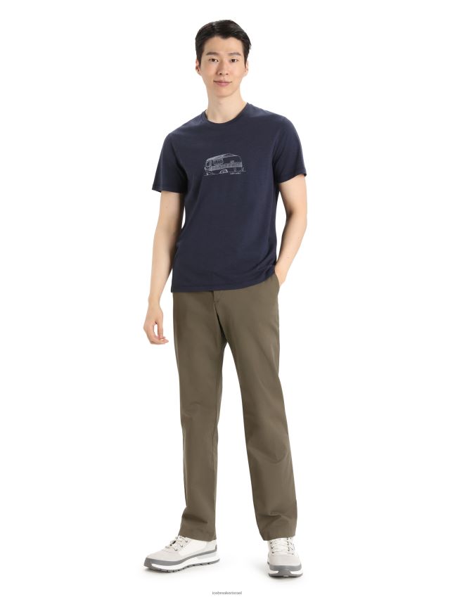 הַלבָּשָׁה Icebreaker קרוואן חולצת טריקו עם שרוול קצר קלאסי מרינו מרכזי צי חצות גברים 42N8VN356