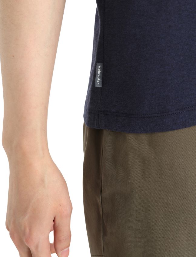 הַלבָּשָׁה Icebreaker קרוואן חולצת טריקו עם שרוול קצר קלאסי מרינו מרכזי צי חצות גברים 42N8VN356