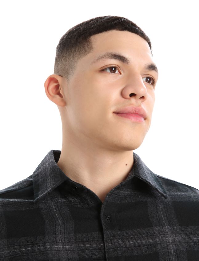 הַלבָּשָׁה Icebreaker מרינו דאונדר חולצת פלנל עם שרוולים ארוכים משובצת סילון אברש גברים 42N8VN357