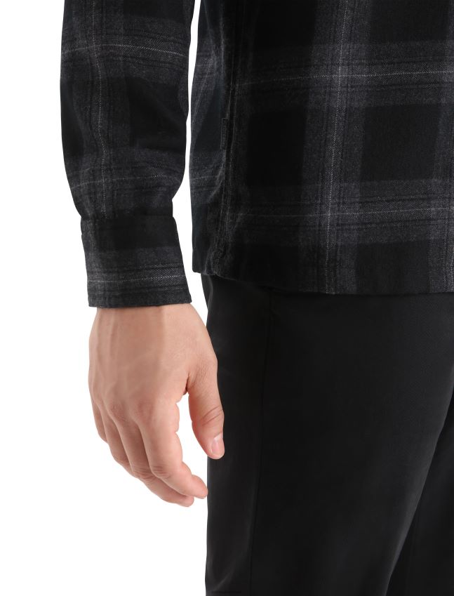 הַלבָּשָׁה Icebreaker מרינו דאונדר חולצת פלנל עם שרוולים ארוכים משובצת סילון אברש גברים 42N8VN357