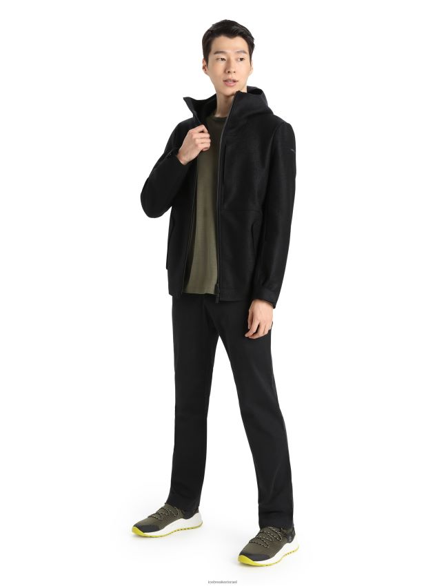 הַלבָּשָׁה Icebreaker ז'קט קפוצ'ון מרינו לבד שָׁחוֹר גברים 42N8VN369