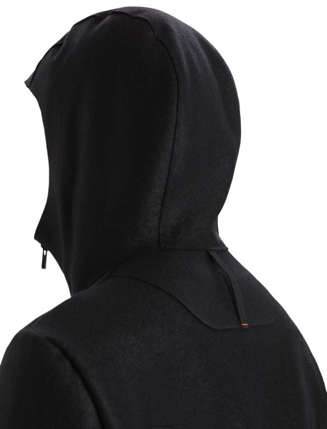 הַלבָּשָׁה Icebreaker ז'קט קפוצ'ון מרינו לבד שָׁחוֹר גברים 42N8VN369