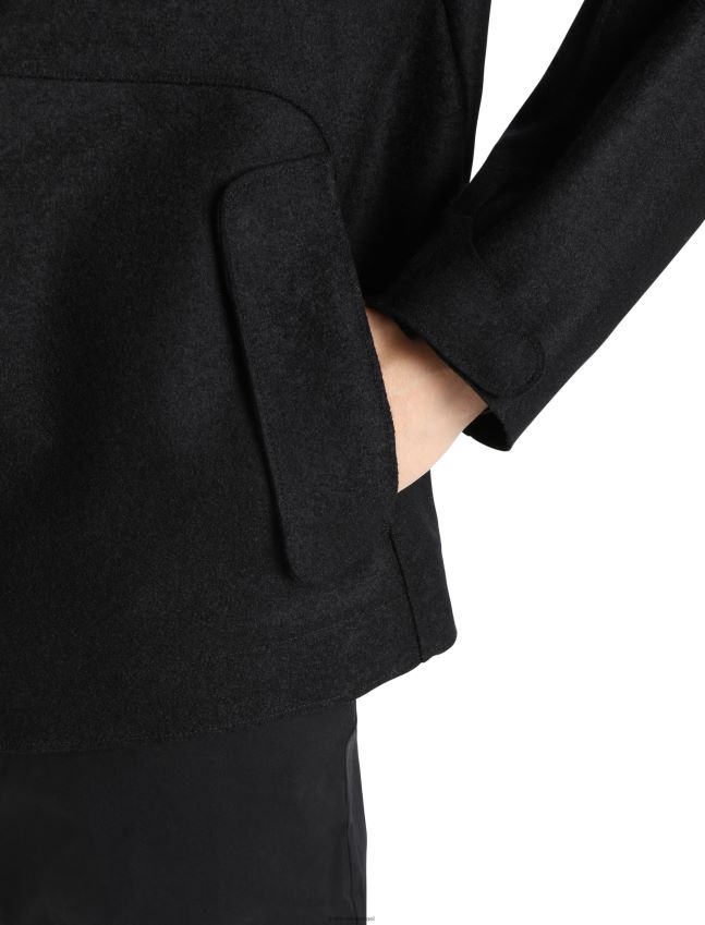 הַלבָּשָׁה Icebreaker ז'קט קפוצ'ון מרינו לבד שָׁחוֹר גברים 42N8VN369