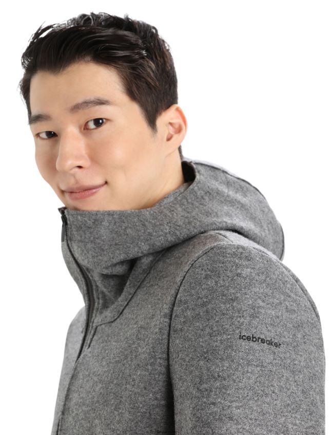 הַלבָּשָׁה Icebreaker ז'קט קפוצ'ון מרינו לבד אברש גריט גברים 42N8VN370