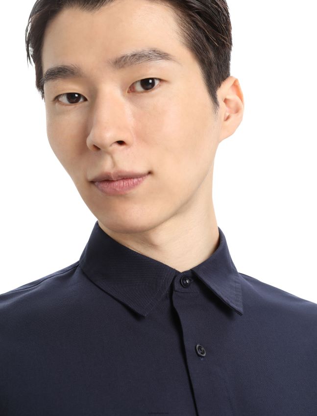 הַלבָּשָׁה Icebreaker חולצת מרינו ברלין עם שרוולים ארוכים צי חצות גברים 42N8VN372