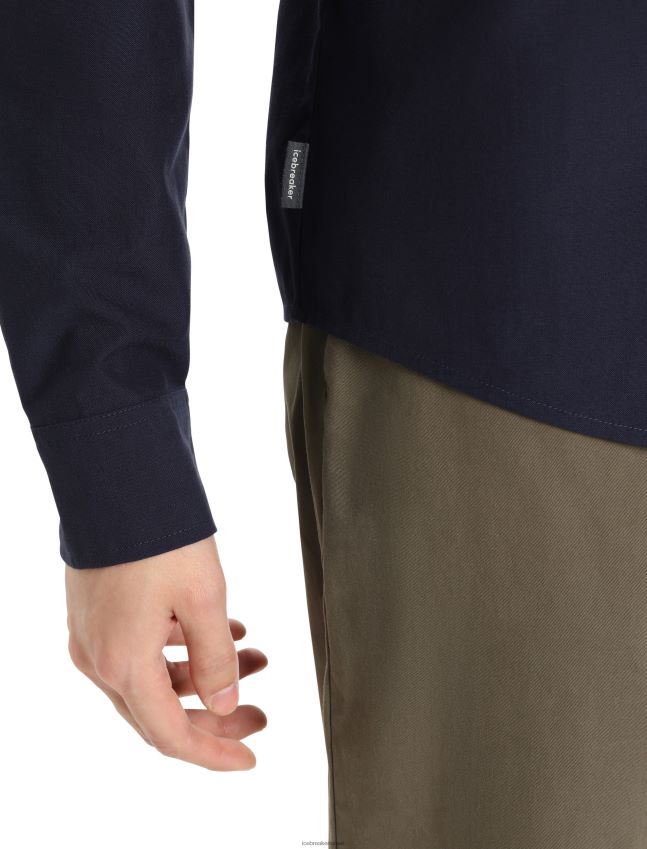 הַלבָּשָׁה Icebreaker חולצת מרינו ברלין עם שרוולים ארוכים צי חצות גברים 42N8VN372