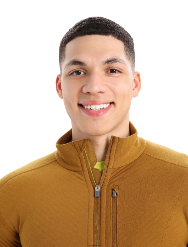 הַלבָּשָׁה Icebreaker ז'קט עם שרוולים ארוכים עם רוכסן מרינו אמיתי פליס צפורן גברים 42N8VN390