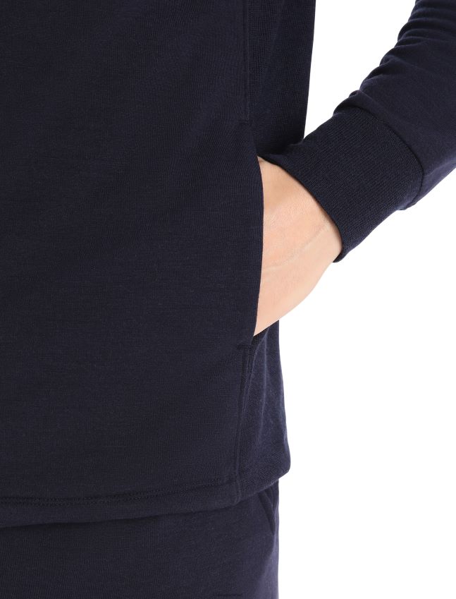 הַלבָּשָׁה Icebreaker סווטשירט עם שרוולים ארוכים של מרינו דלסטון אמיתי פליס צי חצות גברים 42N8VN398