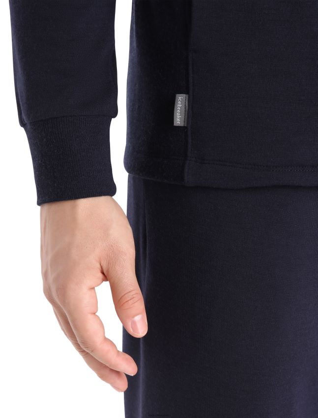 הַלבָּשָׁה Icebreaker סווטשירט עם שרוולים ארוכים של מרינו דלסטון אמיתי פליס צי חצות גברים 42N8VN398