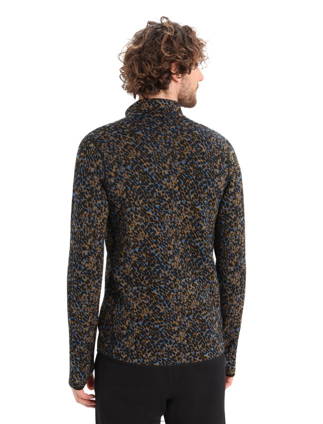 הַלבָּשָׁה Icebreaker מרינו אלמנטל חזזית רוכסן עם שרוול ארוך שחור/ציפורן גברים 42N8VN402