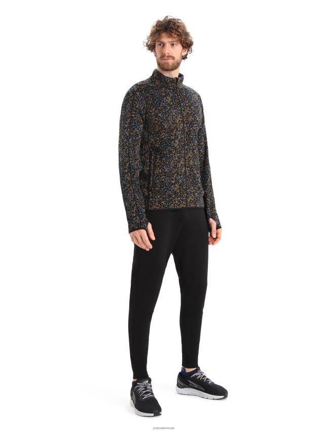 הַלבָּשָׁה Icebreaker מרינו אלמנטל חזזית רוכסן עם שרוול ארוך שחור/ציפורן גברים 42N8VN402