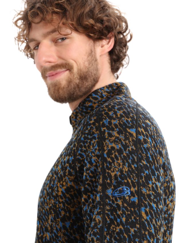 הַלבָּשָׁה Icebreaker מרינו אלמנטל חזזית רוכסן עם שרוול ארוך שחור/ציפורן גברים 42N8VN402