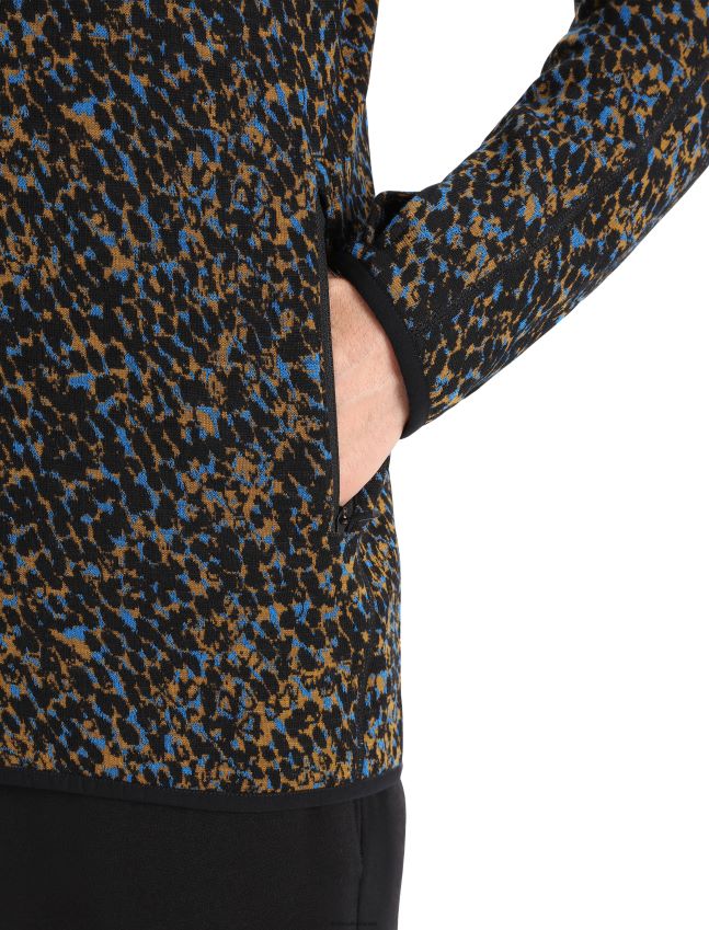 הַלבָּשָׁה Icebreaker מרינו אלמנטל חזזית רוכסן עם שרוול ארוך שחור/ציפורן גברים 42N8VN402