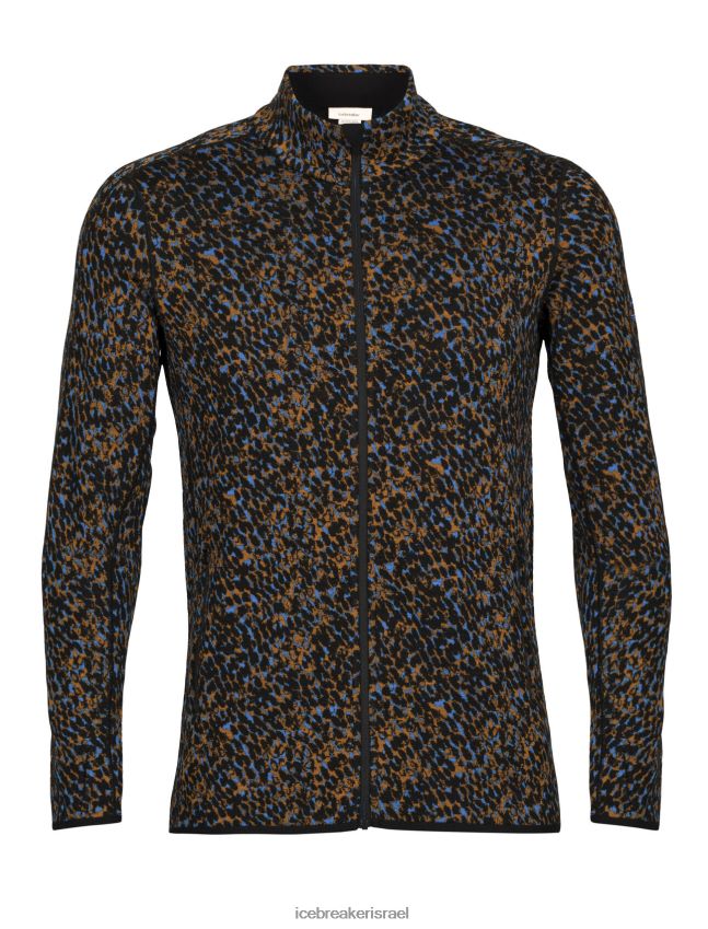 הַלבָּשָׁה Icebreaker מרינו אלמנטל חזזית רוכסן עם שרוול ארוך שחור/ציפורן גברים 42N8VN402