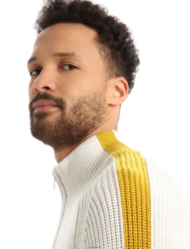 הַלבָּשָׁה Icebreaker סוודר מרינו לודג' עם שרוול ארוך חצי רוכסן אקרו אברש/זהב שקט גברים 42N8VN405