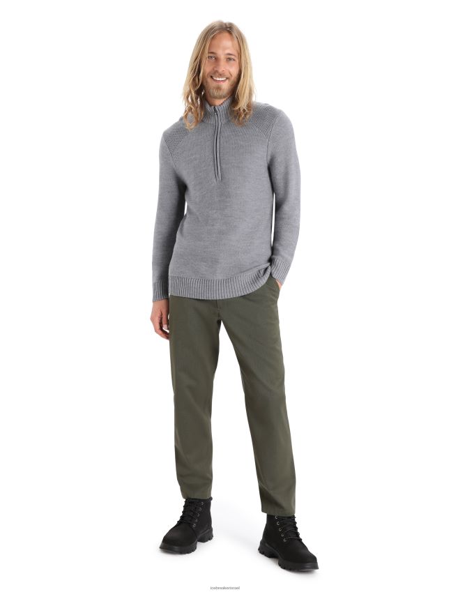 הַלבָּשָׁה Icebreaker נקודת ציון מרינו שרוול ארוך חצי רוכסן אברש גריט גברים 42N8VN417