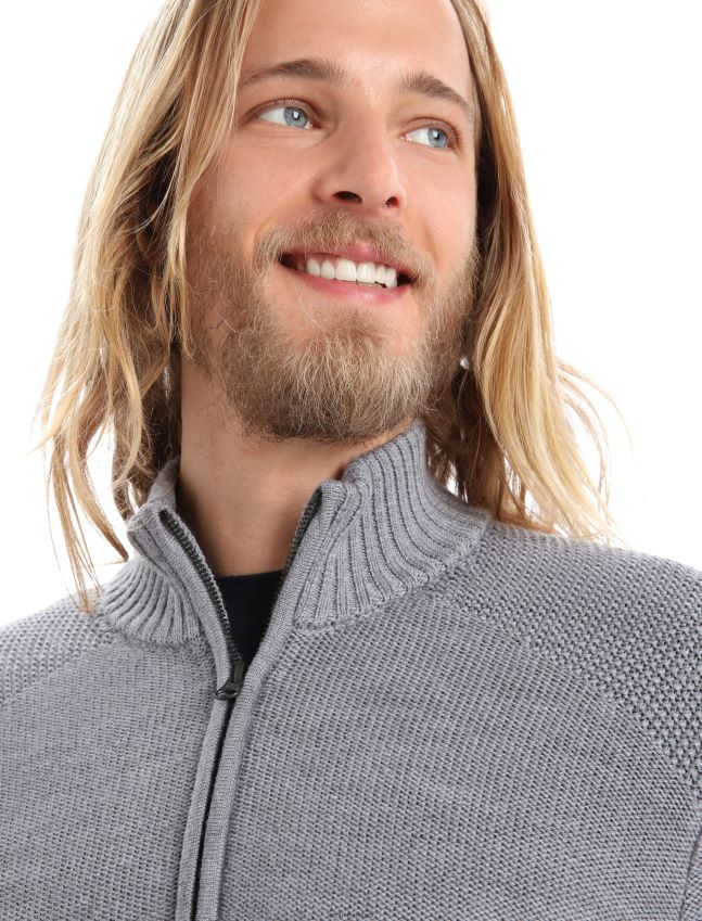 הַלבָּשָׁה Icebreaker נקודת ציון מרינו שרוול ארוך חצי רוכסן אברש גריט גברים 42N8VN417