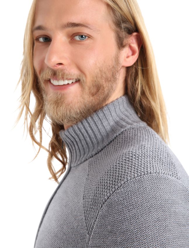 הַלבָּשָׁה Icebreaker נקודת ציון מרינו שרוול ארוך חצי רוכסן אברש גריט גברים 42N8VN417