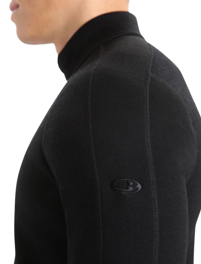 הַלבָּשָׁה Icebreaker ז'קט רוכסן עם שרוולים ארוכים של מרינו אמיתי פליס שָׁחוֹר גברים 42N8VN422