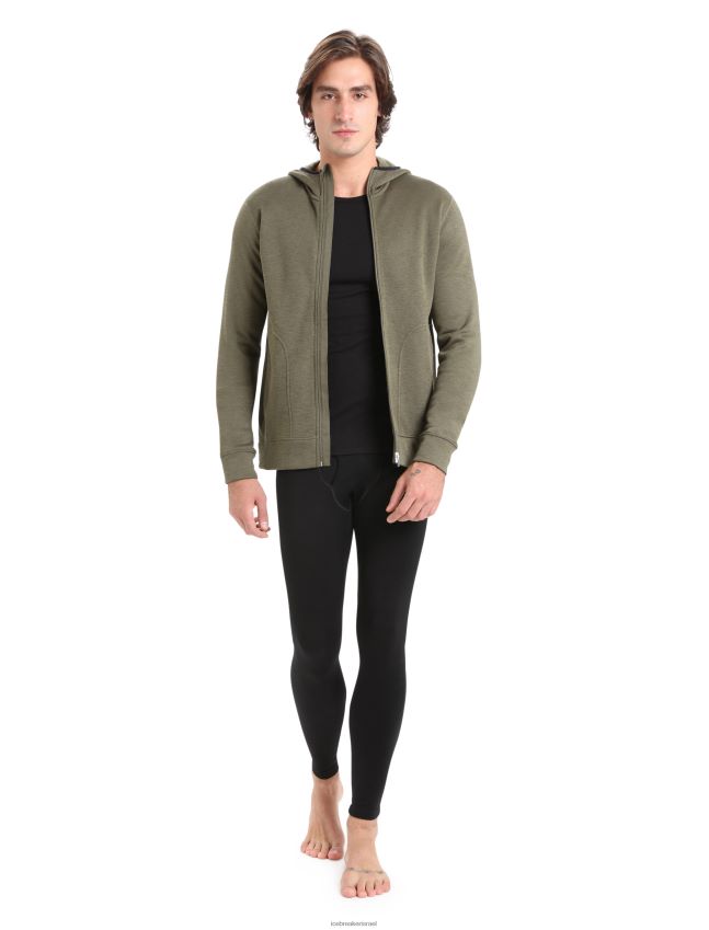 הַלבָּשָׁה Icebreaker ז'קט קפוצ'ון עם שרוולים ארוכים של מרינו אמיתי פליס לודן גברים 42N8VN439