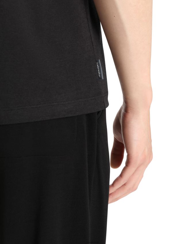 הַלבָּשָׁה Icebreaker טי שירט קלאסית מרינו מרכזית עם שרוולים קצרים שָׁחוֹר גברים 42N8VN47