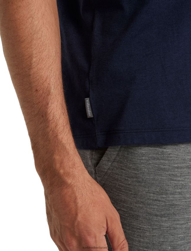 הַלבָּשָׁה Icebreaker חולצת טריקו מרינו מרכזית עם שרוולים קצרים צי חצות גברים 42N8VN494