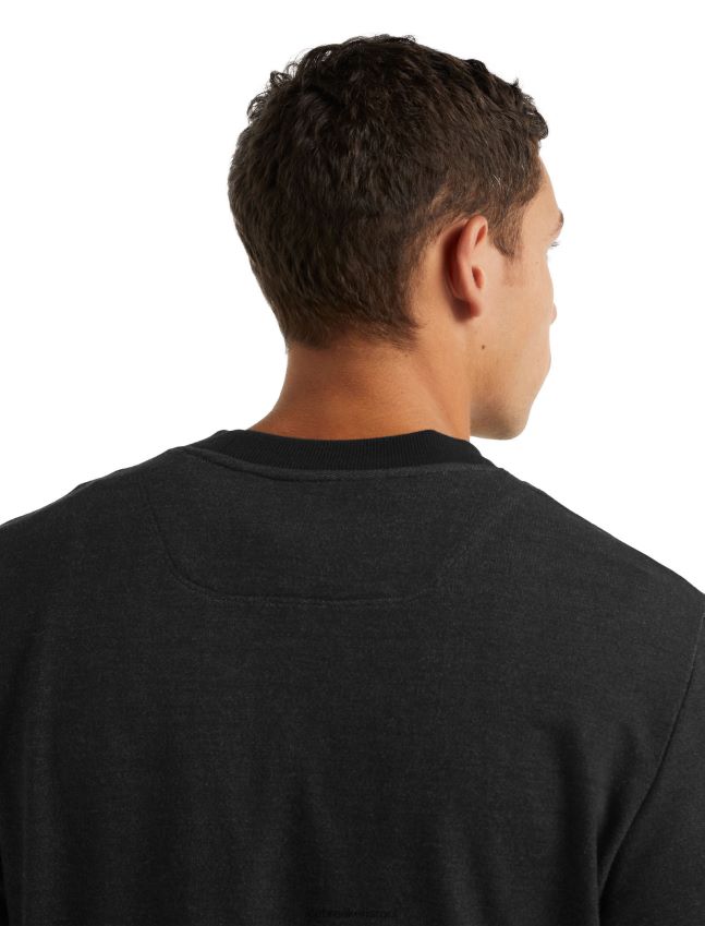 הַלבָּשָׁה Icebreaker סווטשירט מרינו מרכזי עם שרוולים ארוכים שָׁחוֹר גברים 42N8VN495