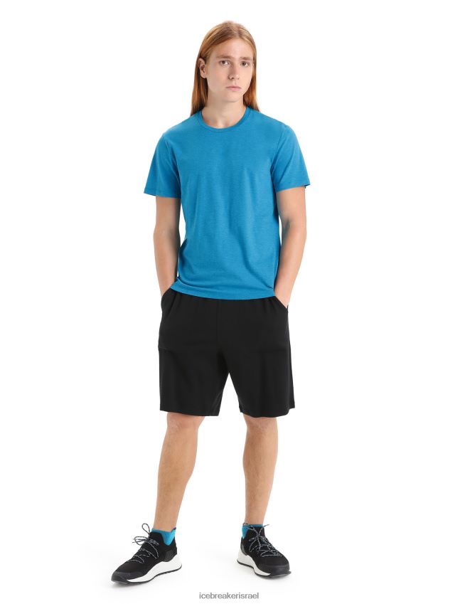 הַלבָּשָׁה Icebreaker טי שירט קלאסית מרינו מרכזית עם שרוולים קצרים כחול גיאוגרפי גברים 42N8VN50