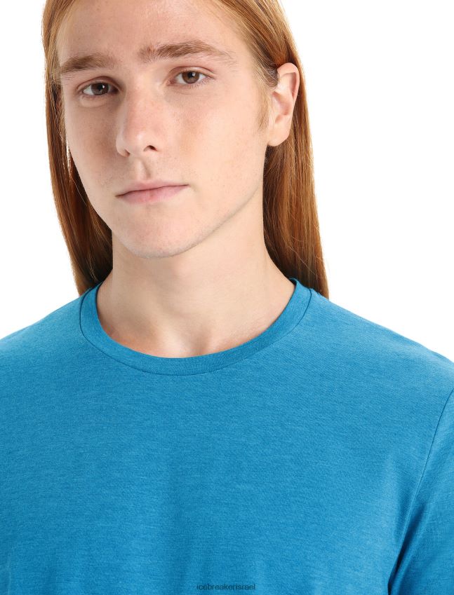 הַלבָּשָׁה Icebreaker טי שירט קלאסית מרינו מרכזית עם שרוולים קצרים כחול גיאוגרפי גברים 42N8VN50