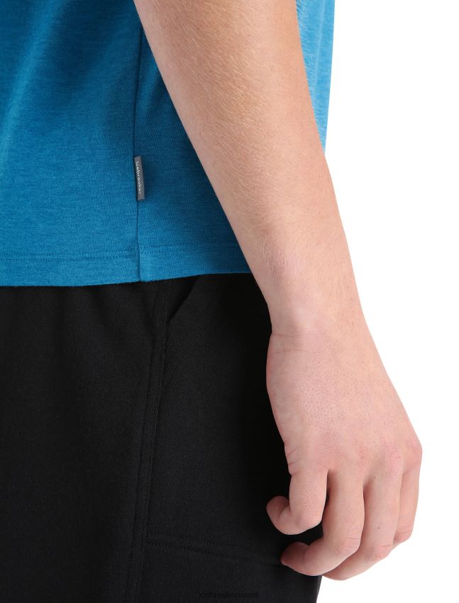 הַלבָּשָׁה Icebreaker טי שירט קלאסית מרינו מרכזית עם שרוולים קצרים כחול גיאוגרפי גברים 42N8VN50