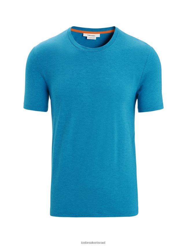 הַלבָּשָׁה Icebreaker טי שירט קלאסית מרינו מרכזית עם שרוולים קצרים כחול גיאוגרפי גברים 42N8VN50