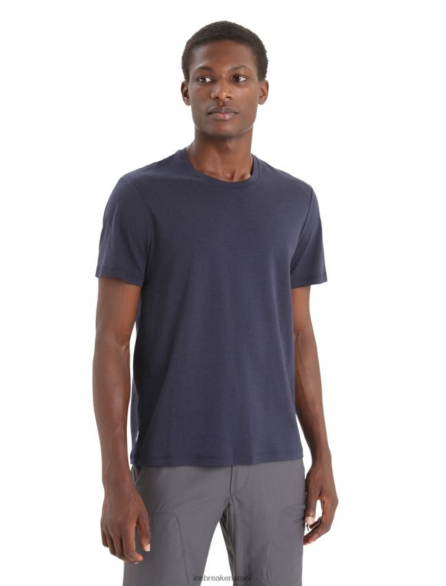 הַלבָּשָׁה Icebreaker טי שירט קלאסית מרינו מרכזית עם שרוולים קצרים צי חצות גברים 42N8VN51