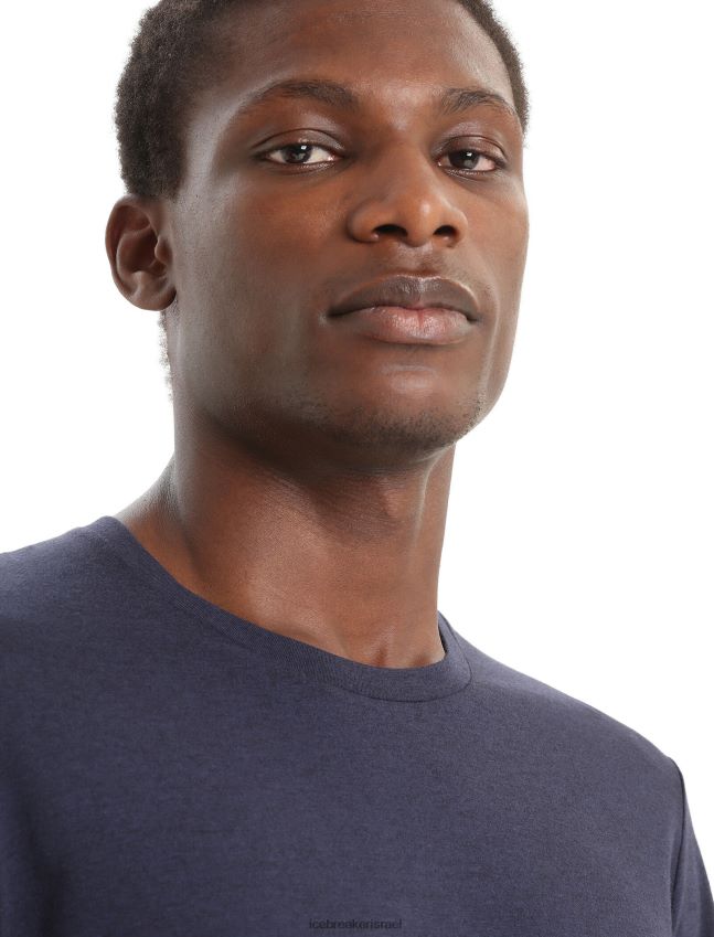 הַלבָּשָׁה Icebreaker טי שירט קלאסית מרינו מרכזית עם שרוולים קצרים צי חצות גברים 42N8VN51