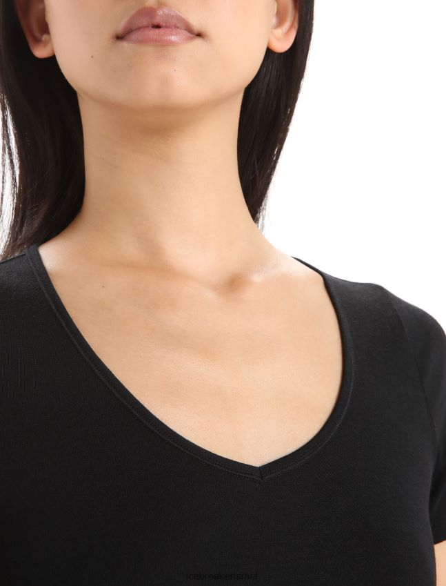 הַלבָּשָׁה Icebreaker מרינו סירנה חולצה מתוקה עם שרוול קצר שָׁחוֹר נשים 42N8VN539