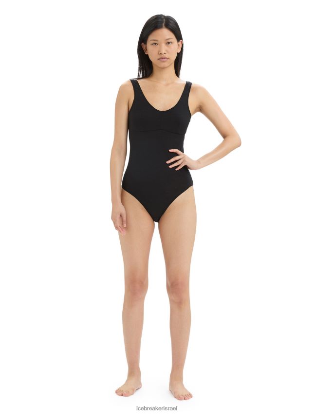 הַלבָּשָׁה Icebreaker בגד גוף טנק מרינו קווינס שָׁחוֹר נשים 42N8VN544