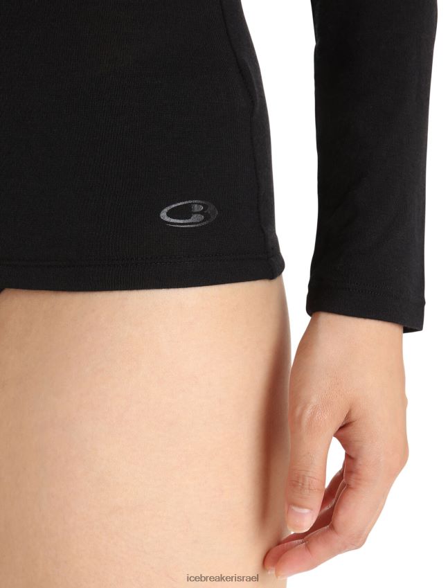 הַלבָּשָׁה Icebreaker מרינו סירנה חולצה מתוקה עם שרוול ארוך שָׁחוֹר נשים 42N8VN549