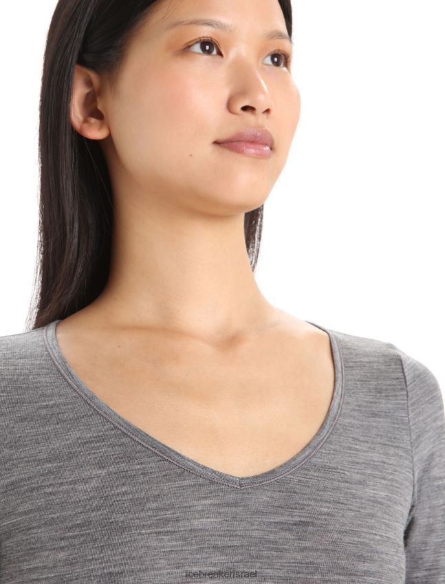 הַלבָּשָׁה Icebreaker מרינו סירנה חולצה מתוקה עם שרוול ארוך אברש גריט נשים 42N8VN550