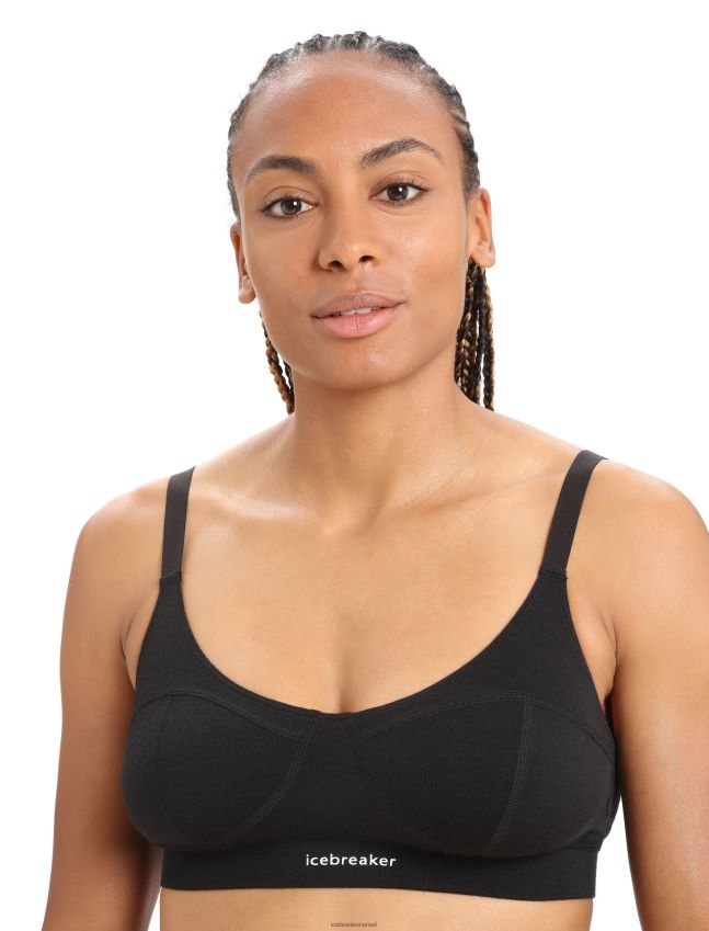 הַלבָּשָׁה Icebreaker חזיית אבזם מרינו קווינס שָׁחוֹר נשים 42N8VN553