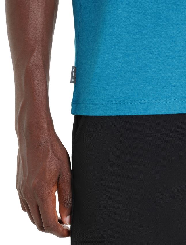 הַלבָּשָׁה Icebreaker מרינו מרכזי קלאסי חולצת טריקו עם שרוולים קצרים משוט לוטרה כחול גיאוגרפי גברים 42N8VN61