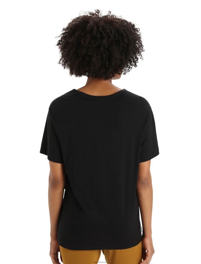 הַלבָּשָׁה Icebreaker חולצת טריקו עם שרוול קצר שָׁחוֹר נשים 42N8VN624