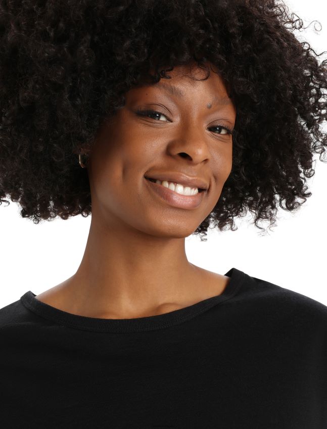 הַלבָּשָׁה Icebreaker חולצת טריקו עם שרוול קצר שָׁחוֹר נשים 42N8VN624