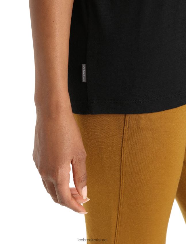 הַלבָּשָׁה Icebreaker חולצת טריקו עם שרוול קצר שָׁחוֹר נשים 42N8VN624