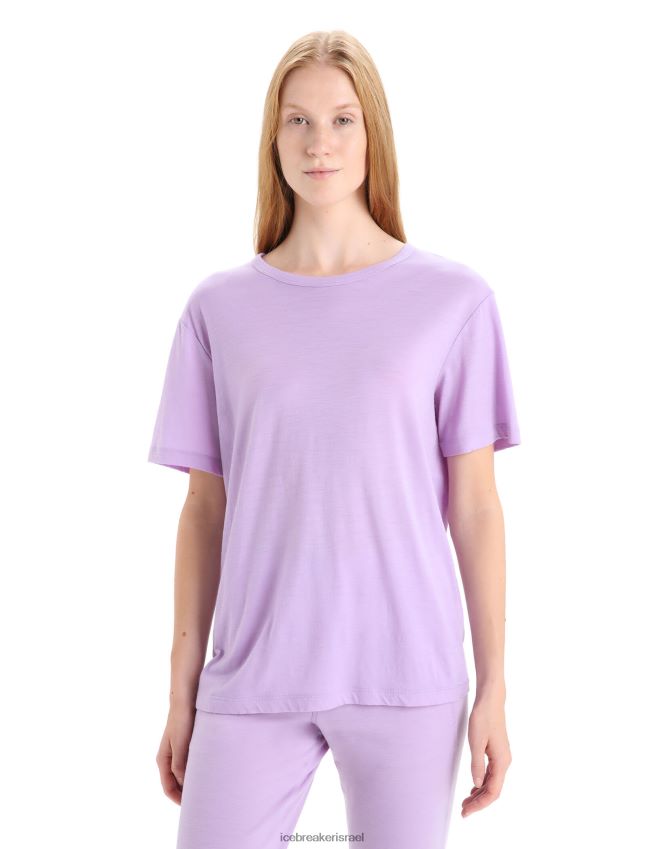 הַלבָּשָׁה Icebreaker חולצת טריקו עם שרוול קצר מבט סגול נשים 42N8VN626